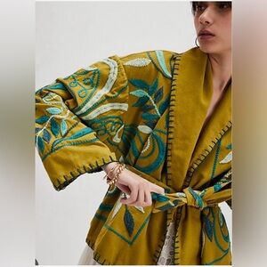 Free People XS Green New Nori Embroidered Jacket